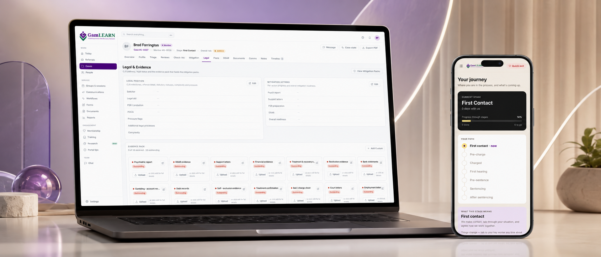Casework CRM — caseworker dashboard and member portal